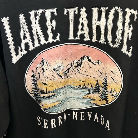 Oversized Lake Tahoe Black Sweatshirt, Sz M - Picture 2 of 6